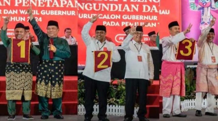 KPU Riau Tetapkan Nomor Urut Paslon Pilgub, Abdul Wahid-SF Hariyanto Nomor Satu