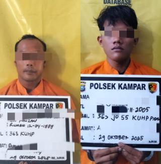 Polsek Kampar Tangkap Dua Pelaku Spesialis Pencurian Yang Meresahkan Masyarakat